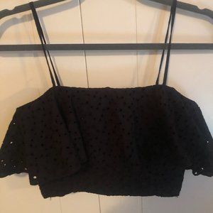 H&M Black Eyelet Cropped Top | US Size 4